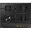 Amica Piano Cottura A Gas - Amica - 4 Fuochi - 9,9 X 59 X 52 - Pga6101apcb Retro - Nero