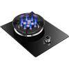 KKJPL Cucina A Gas Da 33 Cm, 1 Bruciatore, 9,2 KW, 13 Cavità, Fuoco Alto, Portapentole In Ghisa In Vetro Temperato Nero Con Protezione Anti-spegnimento(NG)
