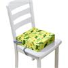 FANSU Rialzo da Sedia per Bambini, Cartone Animato Dinosauro Smontabile Cuscino Seduta per Sedia Cuscino Alzasedia con Cinghie Lavabile per Seggioloni Alza Sedia (32x32x8cm,Giallo)