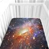 Hiseng Lenzuolo con angoli Neonato Lenzuola Carrozzina, Galassia Elasticizzati Coprimaterasso Biancheria da Letto Materassino Sacco a Pelo per Lettino Universale (Universo,80x160cm)