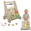 BUDDY BABY Montessori- Walker Baby in legno - Passeggino per primi passi con giocattoli e attività - Carrello tapis roulant per bambini +12 mesi (Oslo/Multicolor)