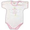 Zigozago - Body Neonato Manica Corta in Cotone con Ricamo Mandata dal Cielo e piccole Ali Applicate | Fatto a Mano in Italia | Personalizzabile con nome | Taglia 0-1 mese (50-56 cm), Colore Rosa