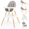 COSTWAY 6-in-1 Seggiolone per Neonati, Seggiolone Prima Pappa, Tavolo e Sedia Convertibile per Bambini, Imbracatura di Sicurezza, Vassoio Rimovibile, per Bambini 6-36 Mesi (Grigio+Bianco)