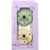 BABY J ART BABYJART Ciuccio in SILICONE confezione da 2 pezzi con 2 cover. Privo di BPA, Tettarella tonda in silicone Misura 1 (0-6 mesi) (SALVIA/BEIGE)