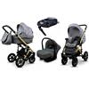 BabyLux® Bambini Passeggino Completo Set 4 in 1 - Sky Lark - incl. Navicella, Canna, Seggiolino Auto, ISOFIX Base - Carrozzina Neonati Sistema Combinato - con Borsa fasciatoio ecc.