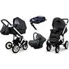 BabyLux® Bambini Passeggino Completo Set 4 in 1 - Sky Lark - incl. Navicella, Canna, Seggiolino Auto, ISOFIX Base - Carrozzina Neonati Sistema Combinato - con Borsa fasciatoio ecc.
