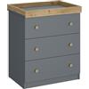 AVANTI TRENDSTORE Tortora - Fasciatoio in legno laminato con superficie per il cambio del pannolino e 3 cassetti spaziosi. Disponibile in 3 diversi colori. Dimensioni LAP 80x89,5x53,2cm