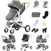 GLOKID Passeggini 3 in 1 cittadini passeggini combinati passeggino triciclo Baby Walker Passeggino Alto Paesaggio Passeggini pieghevoli Trolley Baby Carrozzina per 0-36 (grigio)…