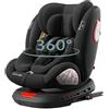 Veitoalioy Seggiolino auto per Bambini con Rotazione 360°, Regolabile Rivolto in e posteriore seggiolino, Cuscino testa regolabile, Altezza e inclinazione regolabili (Black without Pedal stand)