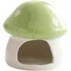 Generico Casa in ceramica per criceto nascondiglio per piccoli animali grotta robusta a forma di fungo per gerbilli e cincillà, mini ciotola in ceramica, ciotola antiribaltamento per criceto