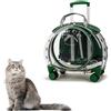 CASOME Trasportino per Gatti con Ruote - Zaino Trolley Rigido Trasparente e Traspirante per Gatti e Cani fino a 10 kg, Ruote Silenziose a 360°, Spallacci Rimovibili e Schienale Ventilato(Green)