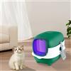 Kedia Lettiera per gatti, casa di toilette per gatti, lettiera per gatti chiusa con pala, contenitore per lettiera autopulente, disinfezione UV, 40 x 39 x 56 cm (verde)