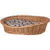 e-wicker24 Alles aus Weide E-wicker24 Naturale Cesta per Cani in Vimini con Cuscino Morbido - Lettino Divanetto Calmante per Animali Taglia Piccola (50 x 36 cm, H16, Beige)