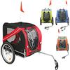HUOLE Bici per Cani 2 in 1 con 2 Ingressi e Tasche Portaoggetti - Rimorchio da Bici e Passeggino per Cani, Carrello Bici,600D Oxford Canvas, Carico Massimo: 40 kg (137 * 73 * 90cm (Rouge et Noir))