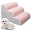 ping bu Grande scala per cani per divano letto, scala a 2/3/4 gradini, con copertura in peluche rimovibile lavabile, in schiuma ad alta densità, per cani di piccola taglia e vecchio gatto (rosa, 56 x 35 cm)