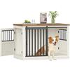 HEXCELEN 101cm Gabbia per Cani, Kennel Cane con Porta Scorrevole, 3 Porte, Tavolo Supplemento, Nicchia Moderna per Cani, Anti-Morso e Anti-Fuga, 101 x 60,5 x 70 cm, Bianco e Marrone, Moderna