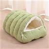 Eashaoo Cuccia per gatti con cappuccio, calda cuccia a igloo per piccoli gattini, semi-chiusa, cuccia per cani di taglia media, rimovibile, cuscino pieghevole e portatile per animali domestici (verde, S, 48 x