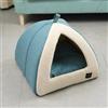 Hruile Cuccia per gatti per interni, pieghevole, triangolare, a igloo, con cuscino rimovibile e lavabile, tenda per animali domestici, conigli, cuccioli, cani (36 x 36 x 32 cm, blu)