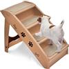 GYMAX Scaletta Pieghevole per Animali Domestici, Scaletta a 4 Gradini per Gatti e Cani in Plastica con Rivestimento Antiscivolo, Facile da Salire e Scendere, Carico di 60 kg, 62 x 38 x 50 cm (Marrone)