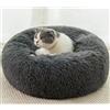 HUAXIQUE Letto per Cani Rotondo Cuscino Gatti Letto Antiscivolo Lavabile per Gatti Rotonda in caldo Peluche Lettino nido peluche rotondo per Gatto e Cane 60x60x20cm Grigio scuro