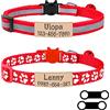 Uiopa 2pcs Collarino Gatto Antistrozzo + 2pcs Targhetta Cane con Incisione, Collare Gatto Personalizzato, Fibbia di Sicurezzae Campana, Collare Cane Taglia Piccola con Medaglietta (Rosso)