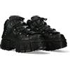 NEW ROCK Stivali Unisex Suola TANK con lacci Colore Nero Pelle/Unisex Black Boots Leather Shoelaces M.WALL106-S12, Nero , 42 EU