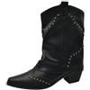 ENEN Stivali Cowboy Donna Texani Pelle, 35-40 EU Stivali Monta Western Cowboy Donna Alti Comodi Morbida Suola Antiscivolo Moda Eleganti per Autunno e Inverno (PU21 Nero,39)