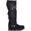 Malu Shoes Stivali Donna Indianini Neri Scamosciati con Frange Zeppa Interna 5 cm Cinturino Fibbia Altezza Ginocchio Moda (36 EU)