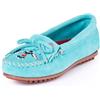 Minnetonka Thunderbird Animikii Hardsole - Mocassini da donna con una classica silhouette di mocassino in pelle, plantare imbottito e design a mocassino con perline, Turchese, 9.5