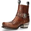 ENWIND Stivali da Cowboy Western per Uomo in Pelle Pu Punk Punta Quadrato Stivali da Moto Fibbia Cinturino Uomo Stivaletti,Marrone,42 EU