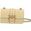 Pinko Love One Borsa a Tracolla, Giallo Vaniglia, Pelle, 21 x 15 x 7 cm, con Patta, Divisorio con Cerniera, Tasca Interna, Tracolla Regolabile e Amovibile con Dettaglio in Catena