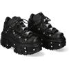 New Rock M-OVERZ106B-C1 Stivaletti Alla Caviglia in Pelle Nera Metallizzata e Gotica