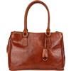 NO B Borsa Donna Tracolla/Due Manici Vera Pelle Italiana Tamponata a Mano Prodotto Fabbricato in Italia Chiusura Doppia Cerniera Lampo Artigiani Toscani Made In Italia Marchio I FRATELLI Art.5524 (CUOIO)