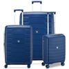 RONCATO SKYLINE 2.0 Set 3 Valigie Trolley | Grande, Medio e Cabina | Rigido, 4 ruote, Espandibile con zip - Blu Notte