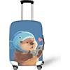 Coloranimal Copertura per bagagli per scuolabus, accessori trolley, custodia protettiva per valigia, taglia 18-32, Adorabile gatto arcobaleno, M (22-25 cover), Set Bagagli