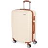 Brubaker Valigia Rigida Paris - Trolley da Viaggio con Chiusura a Combinazione, 4 Ruote e Maniglie Comfort - Trolley 43 x 66,5 x 26 cm - Valigia Rigida in ABS (L - Bianco Crema e Marrone Chiaro)