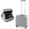 GYMAX 16" Bagaglio a Mano da Cabina, Valigia da Viaggio in PC con Chiusura TSA e 4 Ruote, Scomparto per Laptop, Mini Trolley Rigido Ultra Leggero per Affari, Approvato per Compagnie Aeree, Argen