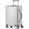 KOFA Geneva, bagaglio a mano, telaio in alluminio da 55 cm, guscio rigido in policarbonato, bagaglio a mano, valigia da viaggio, trolley con 4 ruote e doppia serratura TSA, 35 l, argento, 55x37x23 cm