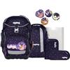 ergobag pack set Zaino scolastico ergonomico e flessibile, 6 pezzi, per la prima elementare StargazBear - Lilla