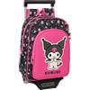 safta KUROMI - Zaino per bambini con trolley 705, ideale per bambini di diverse età, comodo e versatile, qualità e resistenza, 26 x 11 x 34 cm, nero/fucsia, M, casual, nero/fucsia, M, Casual