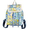 DIVINA Zaino Maiolica con Stampe Mediterranee, Chiusura a Coulisse, Frange Decorative, 30x40 cm, Motivi Limoni e Maioliche - BAG 115 (Design 26)