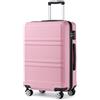 KONO Valigia leggera ABS + PC rigida con serratura TSA, valigetta da viaggio con 4 ruote, rosa., Mittelgroßer Koffer