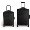 CREATE / LUGGAGE STUDIO SOFT/Set di due valigie morbide S e M in poliestere nero/Lucchetto TSA, 4 ruote doppie multidirezionali, organizzatore interno, tessuto impermeabile