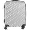 R.Leone Valigia Trolley Bagaglio a mano Rigido Ultraleggero in ABS 4 Ruote Autonome (Argento, 2130 Valigia 56x45x25cm)
