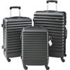 pro.tec Set di 3 Valigie Rigide di Diverse Misure S/M/L con Manico Telescopico Set Trolley a 4 Ruote con Chiusura TSA e Bilancia Pesa-Bagagli 40/70/100 L - Nero