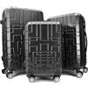 R.Leone Valigia da 1 pezzo Fino a Set 4 Trolley Rigido grande, medio, bagaglio a mano e beauty case 8 ruote in ABS 611 (Grigio, Set 3 Pezzi S M L)
