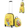 SOARS Set di Valigia 18'' + Zaino 12'' per Bambini 2 Pezzi, Bagagli 2-in-1 con Zainetto da Viaggio Aereo, Trolley con Maniglia Telescopica e 4 Ruote a 360° (Giallo Circo)