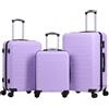 R.Leone Valigia da 1 Fino a Set 3 Bagaglio a mano 55x40x20 Ryanair, Medio, Grande Ultra Resistente Trolley rigido leggero 8 ruote in ABS 2220 (Lilla, Set 3 Pezzi S M L)