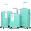 R.Leone Valigia da 1 Fino a Set 3 Bagaglio mano 55x40x20 Ryanair Medio Grande Ultra Strong Antiurto Resistente Trolley rigido leggero 8 ruote in Polipropilene 9180 (Verde Acqua, Set 3 Pezzi S M L)