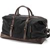 Trendhim Borsone da viaggio da uomo, 40 l, in tela e pelle marrone, design danese, borsa sportiva Weekender per viaggi, tempo libero e fitness, Nero , 55 x 30 x 23 cm